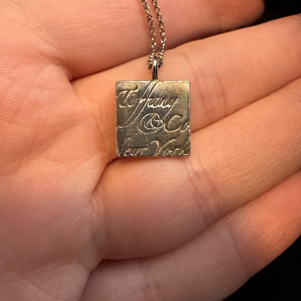 Tiffany & Co. Silver Square Pendant Necklace
